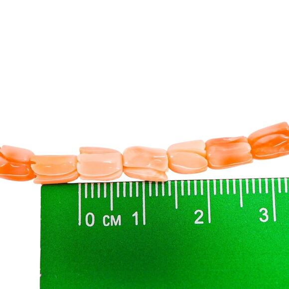 Vintage Carved Tulip Bud Salmon Pink Coral Necklace 15.5” 11.5 g - Picture 12 of 12